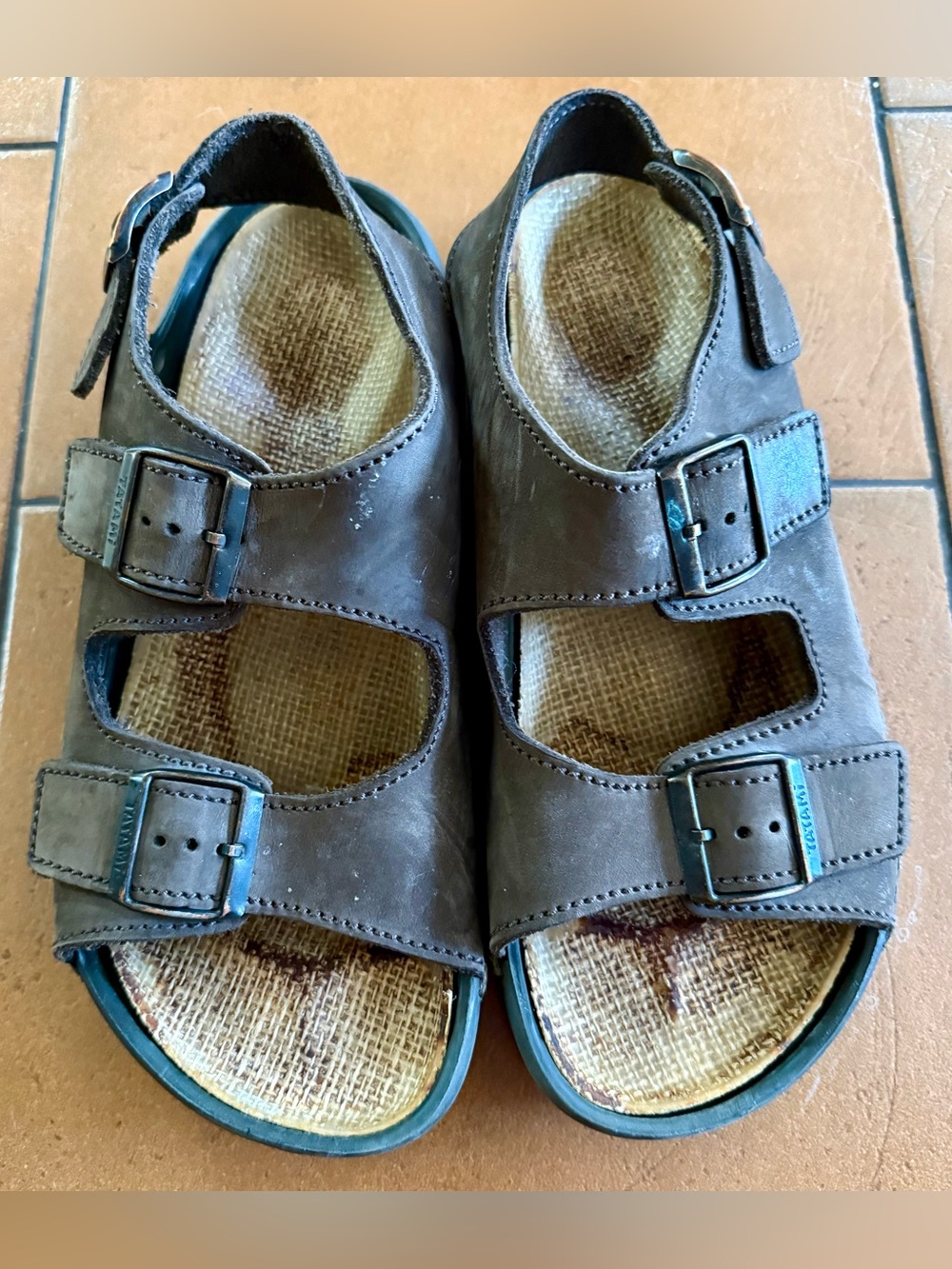 Birkenstock Tatami Men's Brown Nebraska 3 Strap Sandals Size EU 43 (10-10.5)